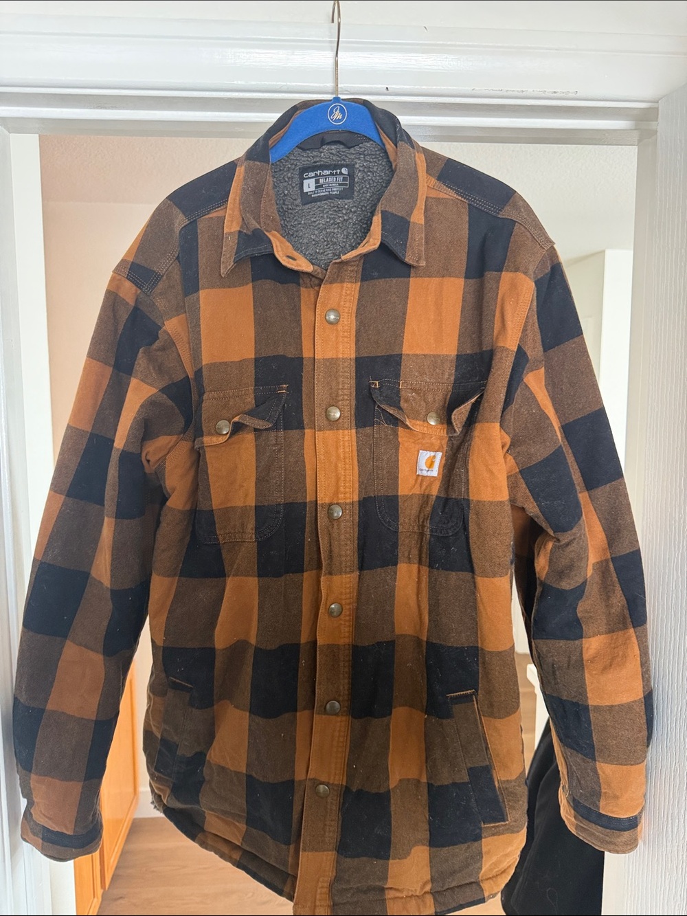 Carhartt Men's Brown & Black Buffalo Plaid Shirt Jacket